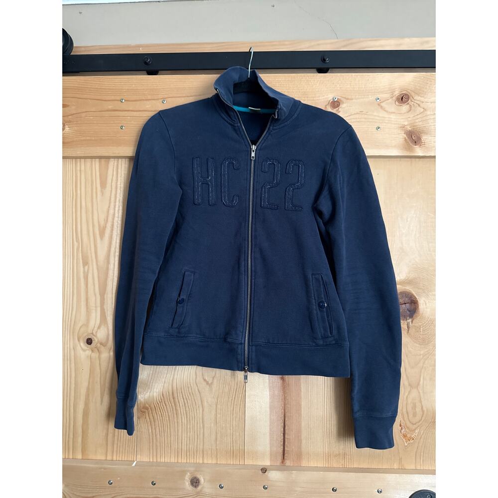 Y2K Hollister & Co. Navy Blue Full Zip Sweater Embroidered Vintage Women’s L